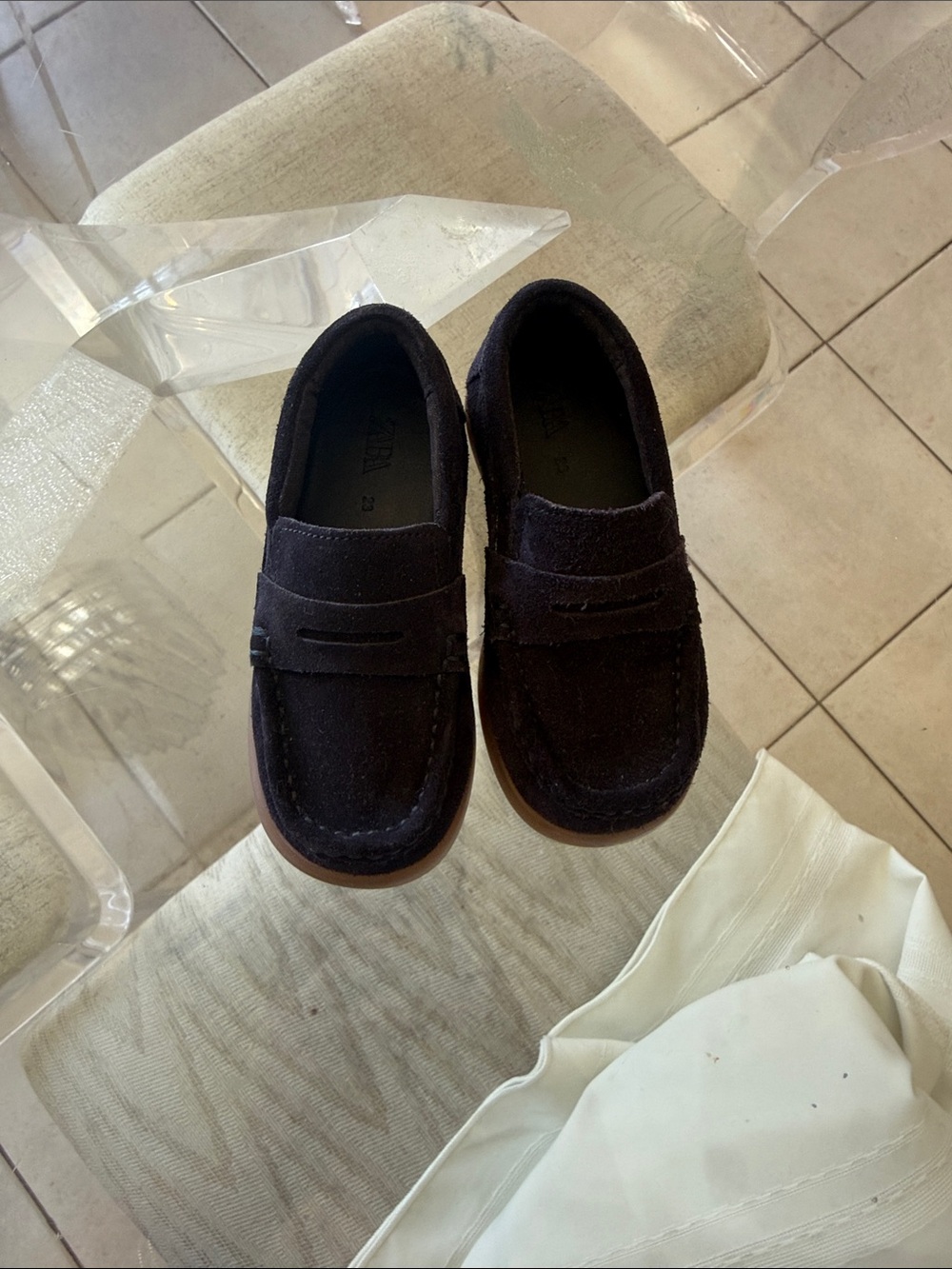 Blue Suede Kids Penny Loafers